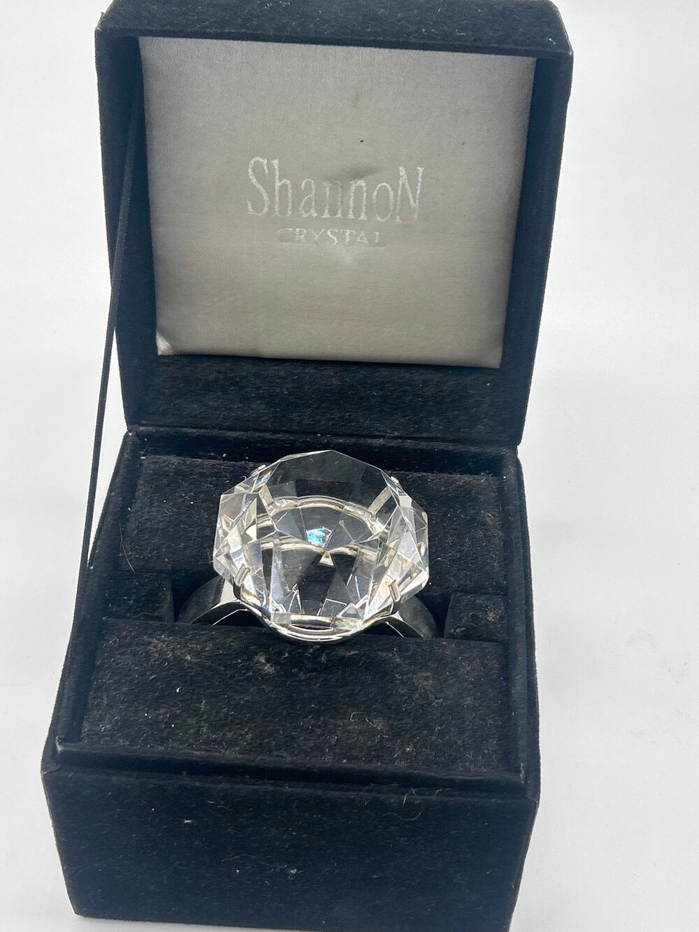 Shannon Crystal Godinger Faceted Crystal Ring Paperweight 3” w/ Original Box